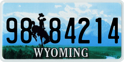 WY license plate 9884214