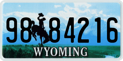 WY license plate 9884216