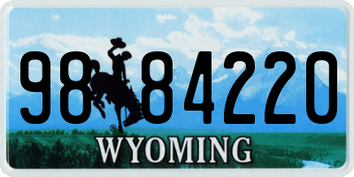 WY license plate 9884220