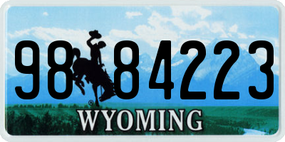 WY license plate 9884223