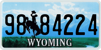 WY license plate 9884224