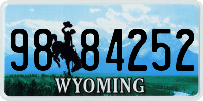 WY license plate 9884252