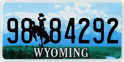 WY license plate 9884292