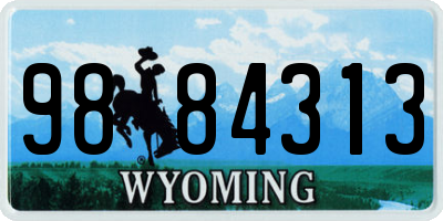 WY license plate 9884313