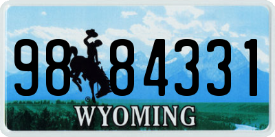 WY license plate 9884331