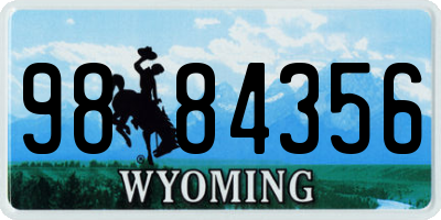 WY license plate 9884356