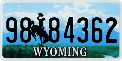 WY license plate 9884362