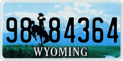 WY license plate 9884364