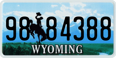 WY license plate 9884388