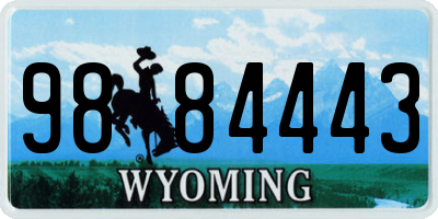 WY license plate 9884443