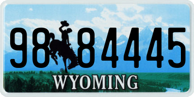 WY license plate 9884445