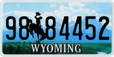 WY license plate 9884452