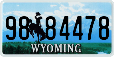 WY license plate 9884478