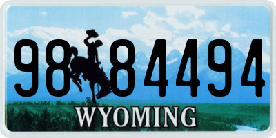 WY license plate 9884494