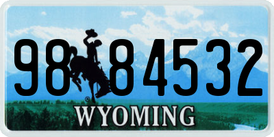 WY license plate 9884532