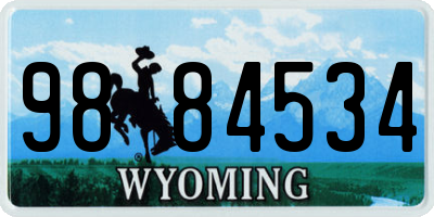 WY license plate 9884534