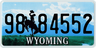 WY license plate 9884552