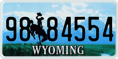 WY license plate 9884554