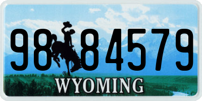 WY license plate 9884579