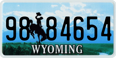 WY license plate 9884654