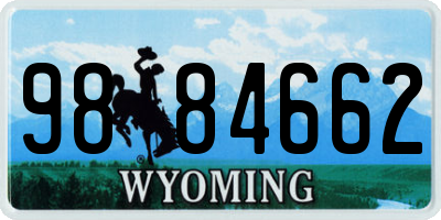 WY license plate 9884662