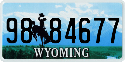WY license plate 9884677