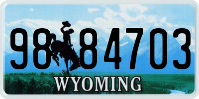 WY license plate 9884703