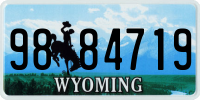 WY license plate 9884719