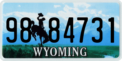WY license plate 9884731