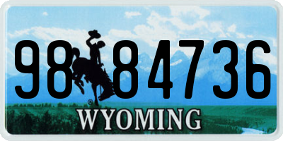WY license plate 9884736