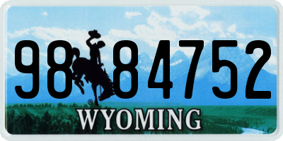 WY license plate 9884752