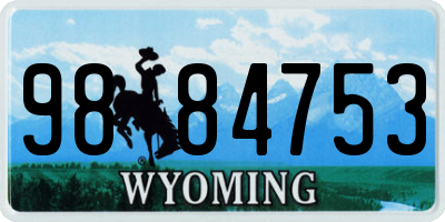 WY license plate 9884753