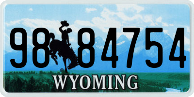 WY license plate 9884754