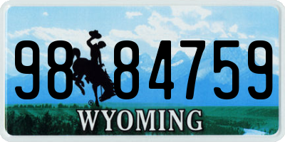WY license plate 9884759