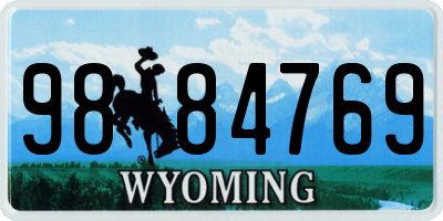 WY license plate 9884769
