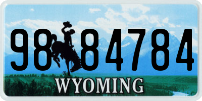 WY license plate 9884784