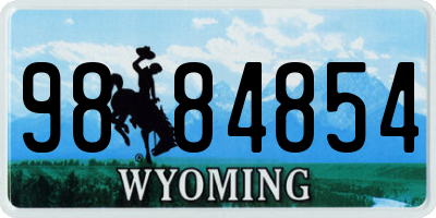 WY license plate 9884854