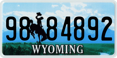 WY license plate 9884892