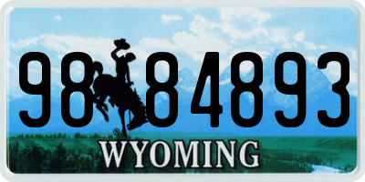 WY license plate 9884893