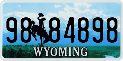 WY license plate 9884898