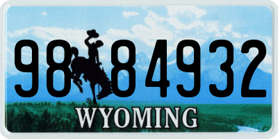 WY license plate 9884932