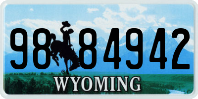 WY license plate 9884942
