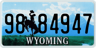 WY license plate 9884947