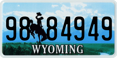 WY license plate 9884949