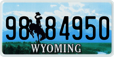 WY license plate 9884950