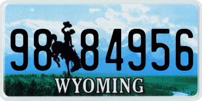 WY license plate 9884956