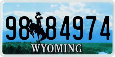 WY license plate 9884974