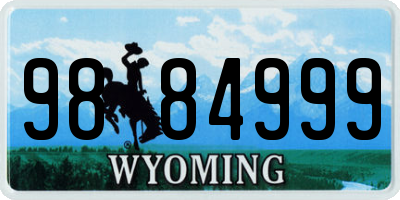 WY license plate 9884999