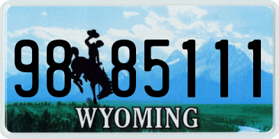 WY license plate 9885111