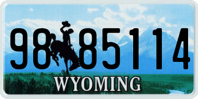 WY license plate 9885114